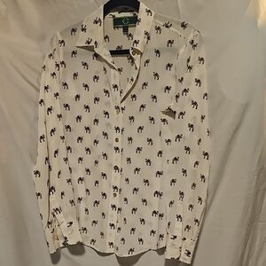 C Wonder 100% Silk Camel Print Blouse – Size Small